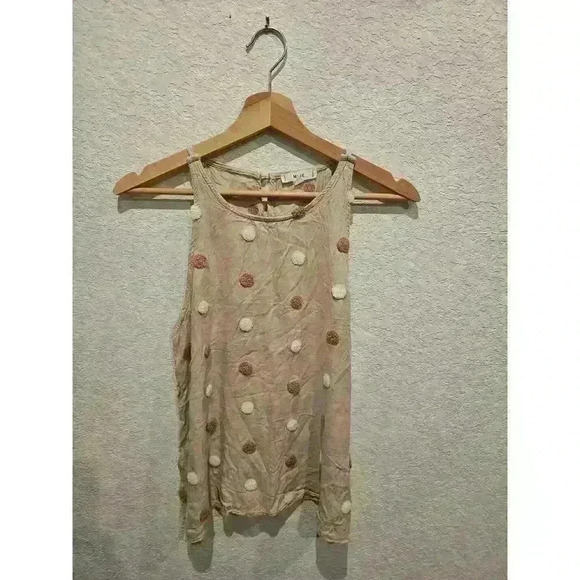 Be mine linen halter. Viscose material Tan with polkadot. Size Small. - Picture 1 of 3